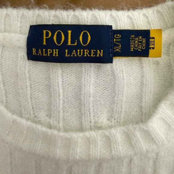 Polo Ralph Lauren white 100% cotton cable knit sweater 90’s minimalist Size XL - Picture 7 of 8